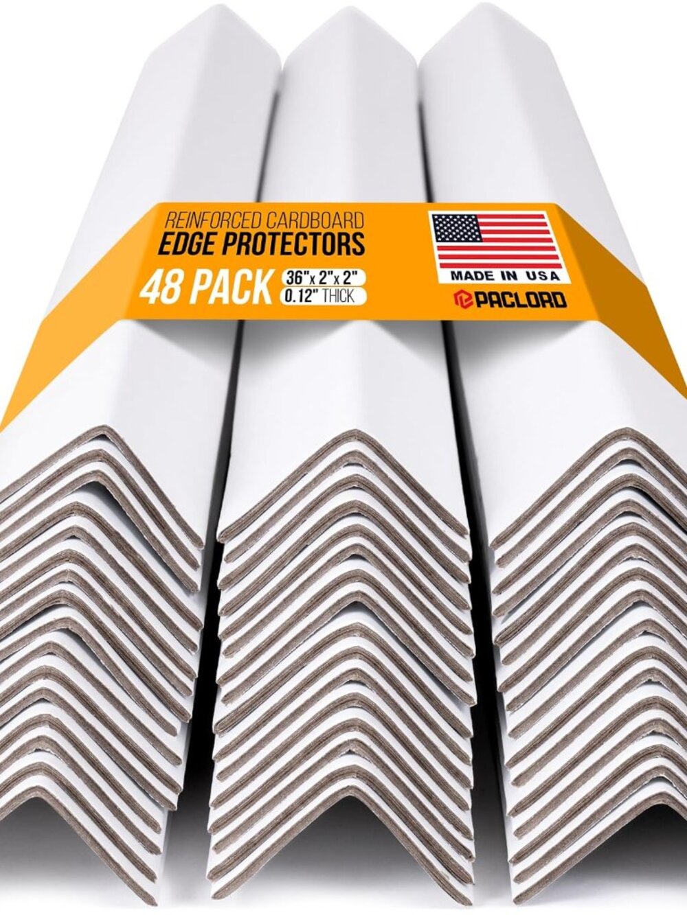 36" x 2" x 2" Reinforced Cardboard Edge Protectors, Pack of 48